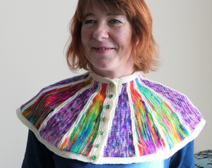 pdf pattern for the All the Colours Collar By Elizabeth Lovick knitted in DK yarn