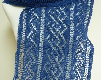 Lace Cable and Zigzag Scarf in Lace weight Yarn by Elizabeth Lovick