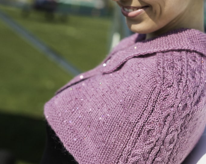 pdf pattern for the Cropped Cable Cape by Elizabeth Lovick