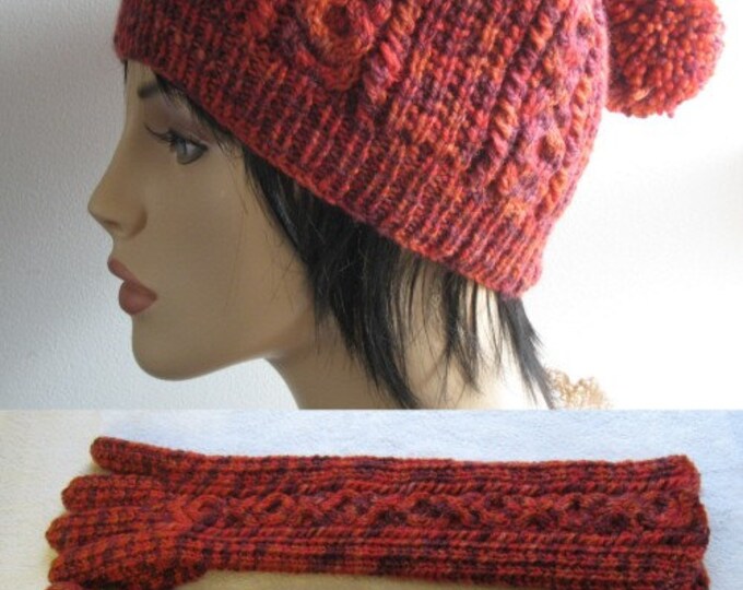 pdf pattern for Cabled Hats and Long Gloves in DK yarn by Elizabeth Lovick - instant download