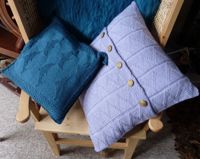 pdf pattern for Dolphin Pillows by Elizabeth Lovick in 5 ply Frangipani Wool - instant download
