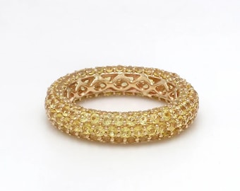 14k Gold Yellow Sapphire Eternity Band: Art Deco Stacking Ring