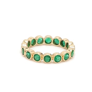 Emerald 14K Gold Full Eternity Band May Birthstone Matching Band Wedding Ring Green Gemstone Ring Gift for Women Stacking Band Promise Ring