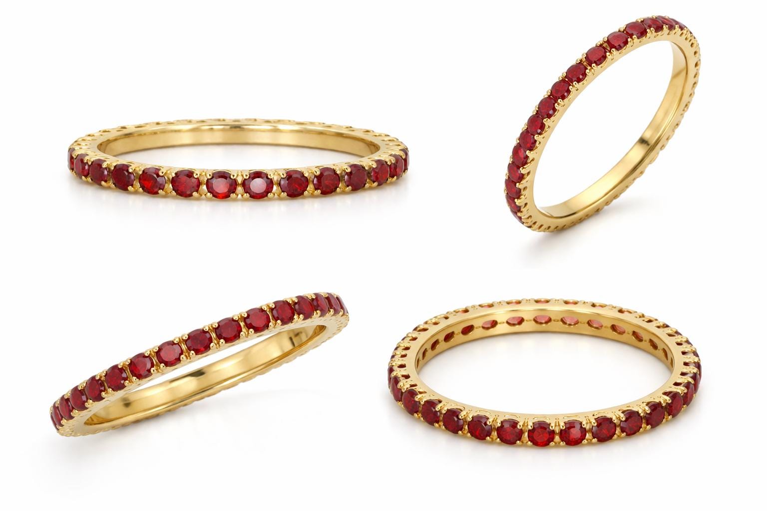 Natural Ruby Eternity Band Ring, 14K Gold Stackable Wedding Band, July ...