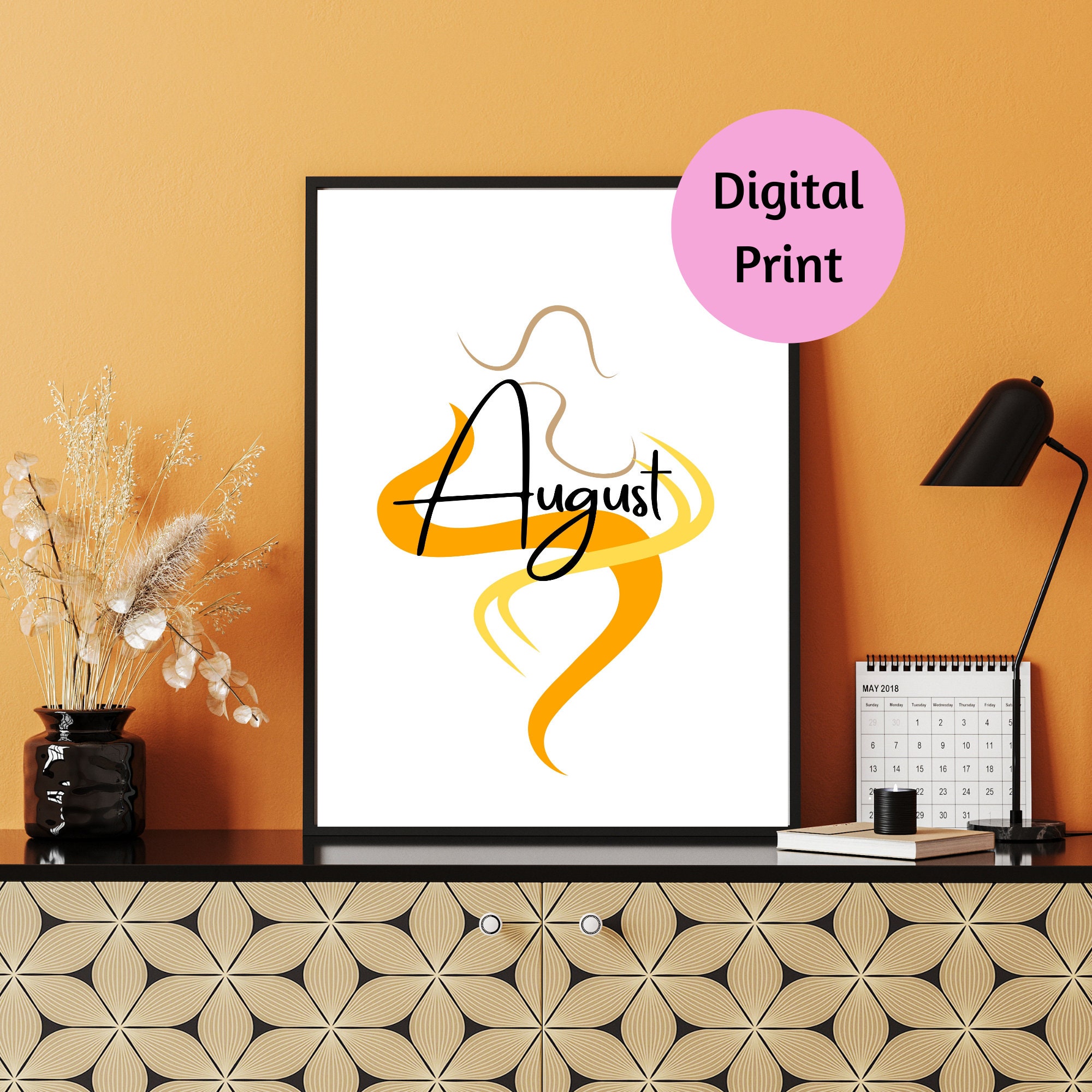 August Month Digital Art Print, Printable Wall Art, Wall Art Decoration ...
