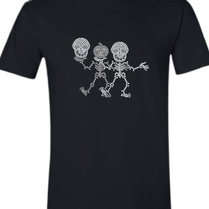 Double Skeleton Rhinestone Design Adult Unisex T-Shirt