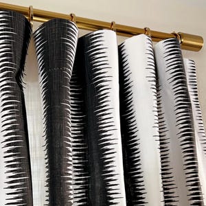 Custom Designer Curtains – Drapes for Elegant Home Decor Fully Lined Jiri Black and White Ikat 50W 84L, 96L, 108L Custom Sizing