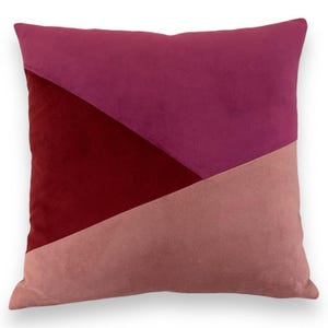 Custom Velvet Designer Throw Pillow Cover~ Pillow Case~ Color Block~ Fuchsia Purple Pink, 18x18 inch, 20x20 inch
