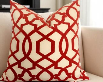 Kussensloop van gevlokt fluweel - Sultana Lattice Designer Fabric - 20 x 20 inch