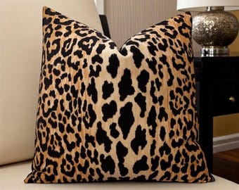 Velvet Leopard Print Pillow Cover: Modern Glam Animal Accent Pillow Case Cushion