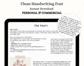Carattere scritto a mano pulito – Pianificazione digitale, note (PLR) (download digitale)