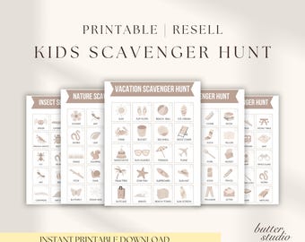 Caccia al tesoro stampabile per bambini / Gioco di attività all'aperto e nella natura per bambini / Divertimento educativo prescolare / Gioco per feste / Download immediato in PDF