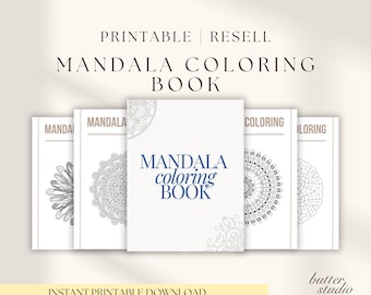 Libro da colorare di mandala stampabile / Pagine da colorare PLR per la rivendita / Uso commerciale e personale / Download immediato / Libro da colorare rilassante per adulti PD