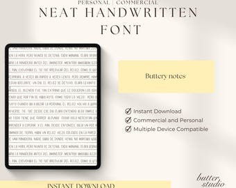 Carattere scritto a mano elegante / Scrittura pulita ed estetica per appunti e diari / Uso commerciale e personale / Carattere Canva / Download immediato