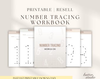Quaderno di esercizi di tracciamento dei numeri stampabile / I bambini imparano i numeri da 1 a 10 / Attività di matematica per la scuola materna / Scheda di lavoro per l'istruzione domiciliare / Download immediato