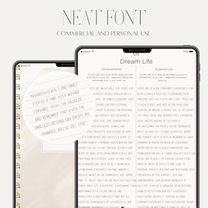 Police manuscrite soignée - Idéale pour les notes numériques, la journalisation, la planification, l'écriture manuscrite réaliste et la prise de notes organisée, DPP
