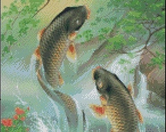 KOI FISH cross stitch needlepoint pattern No.244