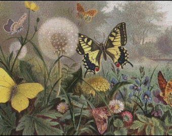 BUTTERFLY  FIELD cross stitch pattern No.640