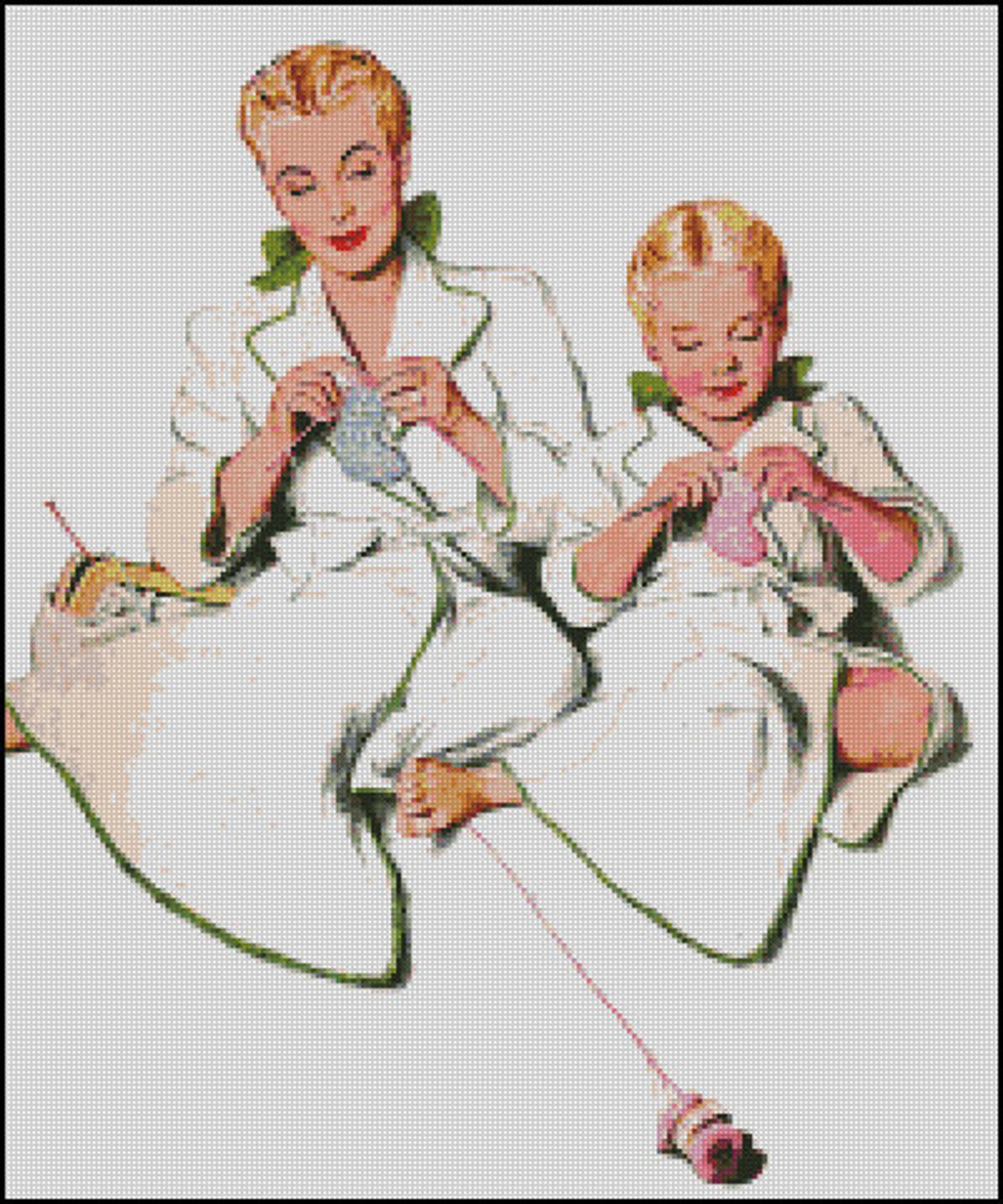 VINTAGE MOTHER and DAUGHTER Cross Stitch Pattern No.333 Etsy
