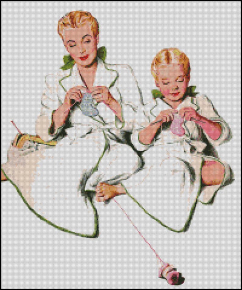 VINTAGE MOTHER and DAUGHTER Cross Stitch Pattern No.333 Etsy