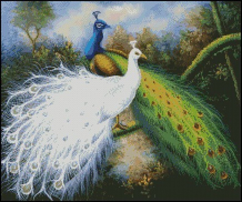 TWO PEACOCKS Cross Stitch Pattern No.343 - Etsy