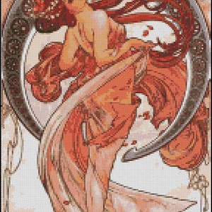 Alphonse Mucha DANCE cross stitch pattern No.453 image 1