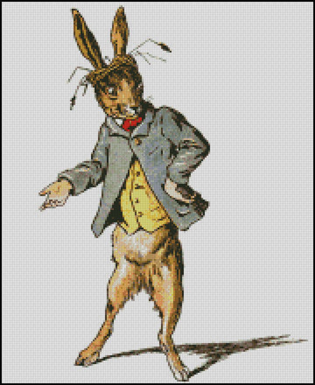 March Hare, Mottled Host ４枚 THE MARCH HARE, Alice in Wonderland, Cross Stitch Pattern No