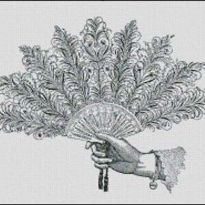 VINTAGE HAND FAN cross stitch pattern No.419