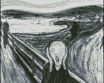 THE SCREAM b/w cross stitch pattern No.707