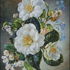 Boeket met kruissteekpatroon Wild Cherry en Vergeet-mij-nietjes nr.683