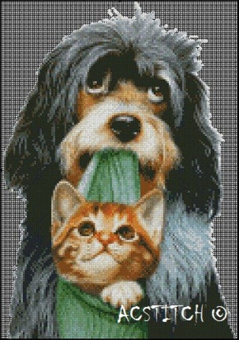 DOG AND CAT cross stitch pattern No.148 image 1