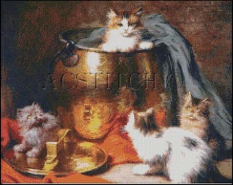 CATS WITH POT cross stitch pattern No.562