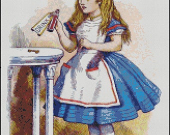 ALICE In WONDERLAND, DRINK Me, cross stitch pattern No.73