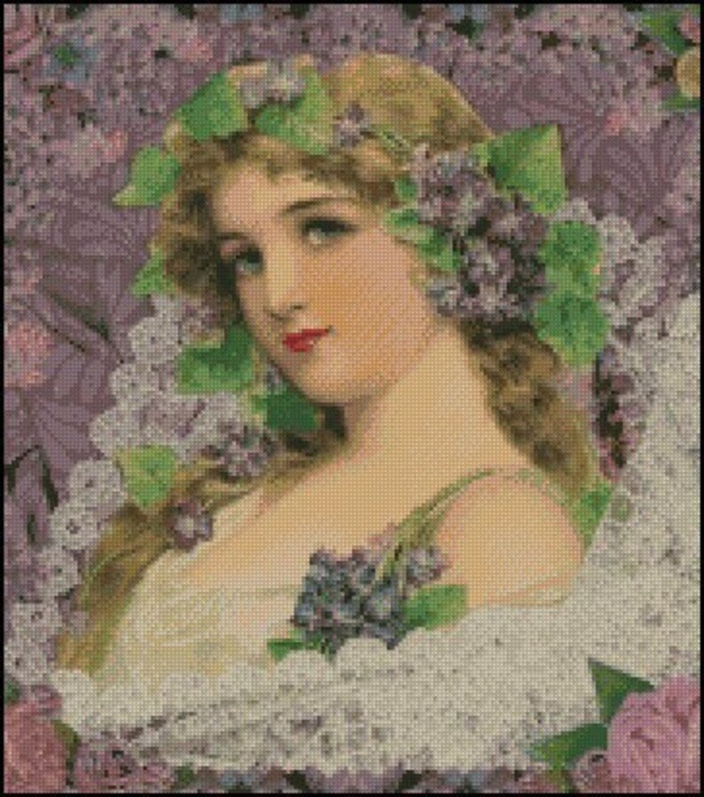 Young Maiden cross stitch pattern No.119 image 1