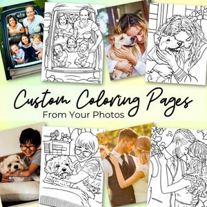 5 Ausmalbilder vom Foto Personalisiertes Geschenk vom Foto Malbuch vom Fotos Druckbare Malseite Linie Zeichnung Porträt