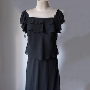 Cute Black Women Y2K Dress, Black Dress, Classic Black Dress, Midi Dress, Poliester, Summer Dress, Size 44 / Size M, Vintage Clothing