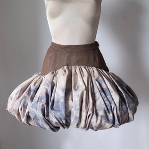 One of a kind handcrafted designer Balloon Silk Skirt / Hand painted / Dyed silk / Size S \ Unique Design