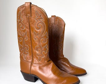 Bottes Cowboy Panhandle Slim - Cuir Marron - Taille 8.5 - Occasion Très Bon état
