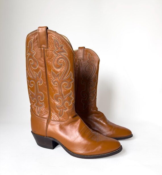 Justin Cowboy Boots 10D EU 43 – Rare Tan Leather Western  display picture 2