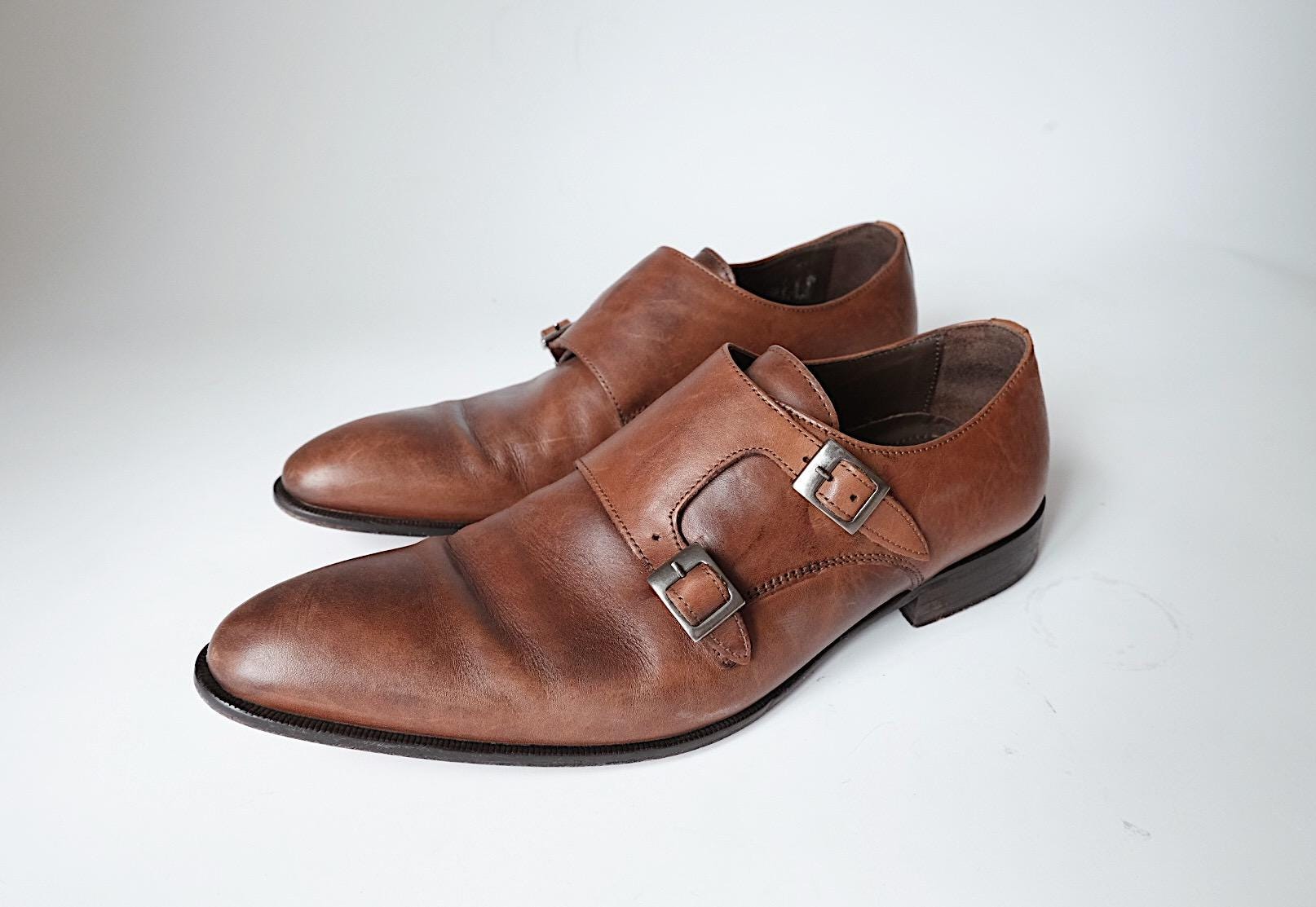 Vintage men\'s Brown leather monk strap slip-ons size 7 USA Walker The Olivier Single Monk Strap - Marrone Brown – Paul Evans main image 3
