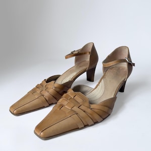 Vintage Woven Leather Heels: Softwalk Comfort Block Heel Pumps, EU 38