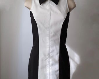 Mini abito vintage Y2K bianco e nero - YEM of London - Taglia S
