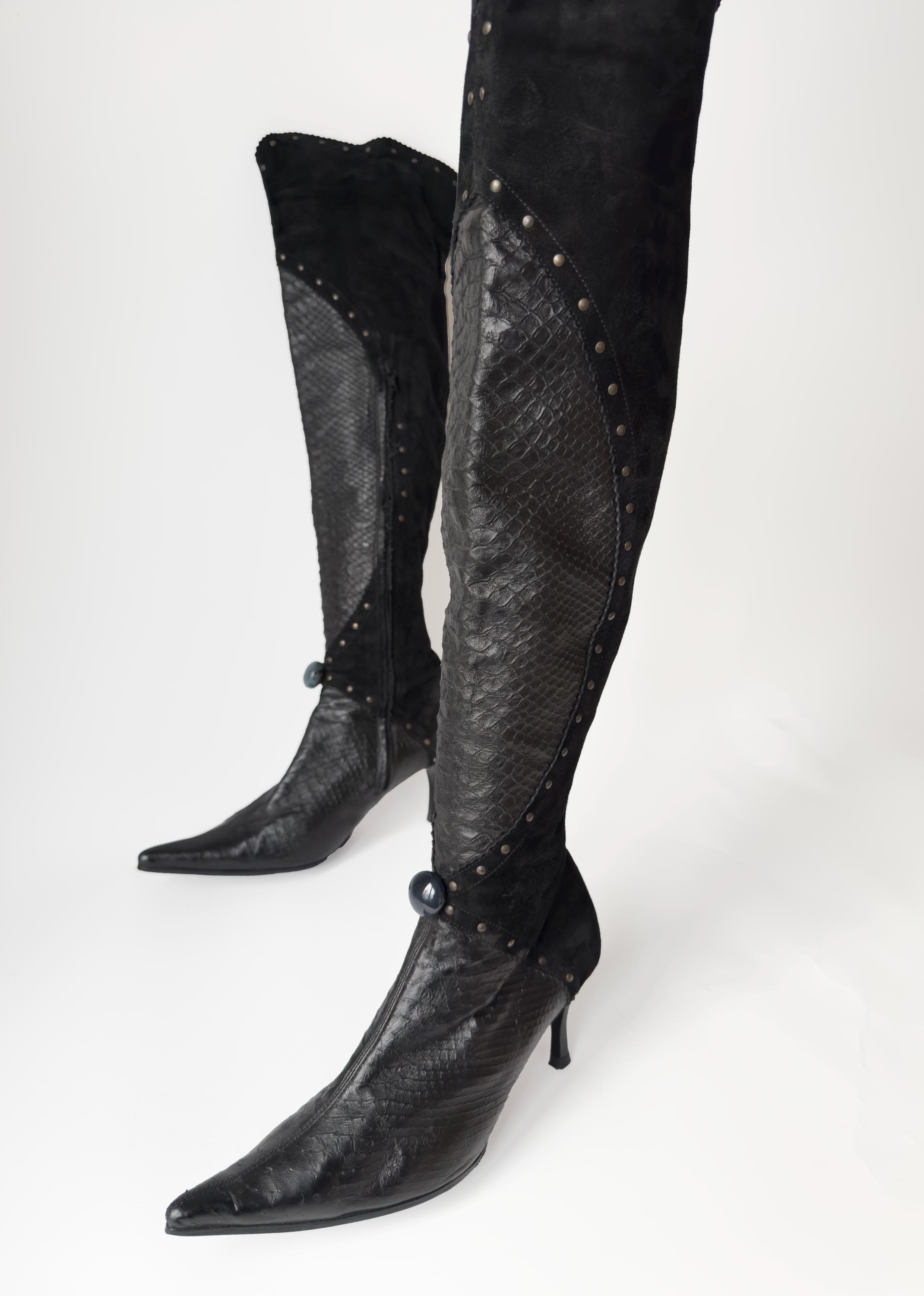 Knee high heel boots - Etsy Polska