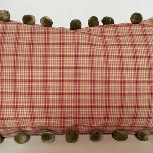 Vintage Faded Cottage Floral Pillow with Ball/Bead Fringe image 3