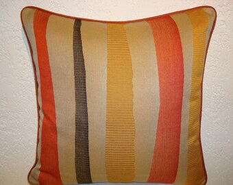 Modern Graphic Striped Pillow - stone, orange, black, yellow