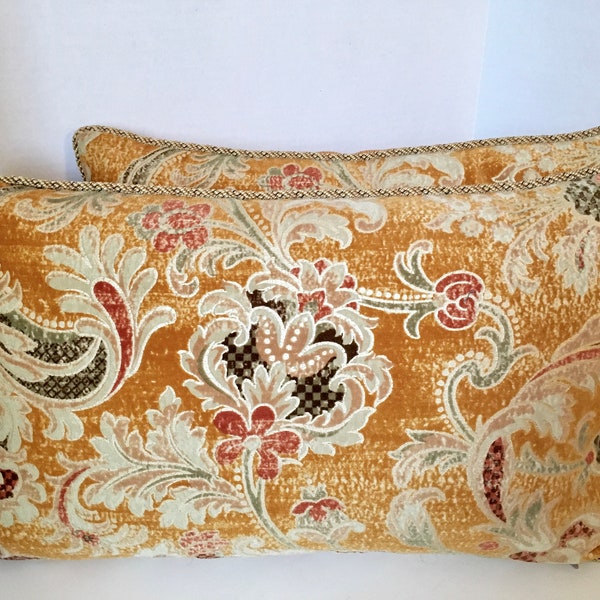 Cowtan and Tout Bronzino Embossed Velvet Pillows with Cording