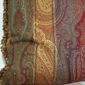 Lee Jofa Striped Paisley Wool Pillow with Looped Fringe image 2