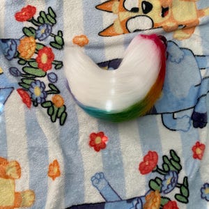 White and rainbow nub tail