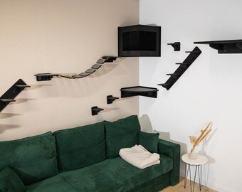 Catwalk – various wall elements for cats. The wall-mounted cat playground. Easy to assemble – great fun for cats.