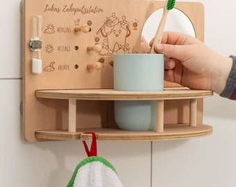 Tooth Magic Toothbrushing Station for 1 or 2 children. Montessori station with a reward system for more fun toothbrushing.
